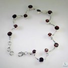 Riyo Garnet Contemporary Handmade Silver Wave Bracelet L 7.5in Sbragar-26043