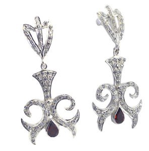 Riyo Red Garnet 925 Solid Sterling Silver Teardrop Earring L 2in Segar-26123