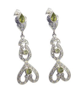 Riyo Green Peridot 925 Solid Sterling Silver Genuine Earring L 2in Seper-58075