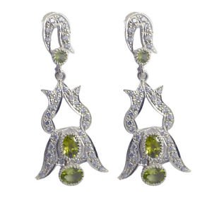 Riyo Green Peridot 925 Solid Sterling Silver Flexible Earring L 2in Seper-58071