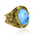 Riyo Turquoise 18c Gold Plating Friendship Ring Sz 8 Gprtur8-82208