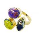 Riyo  Turquoise Gold Plated India Wedding Ring Jewelry Sz 8 Gprmul8-53002