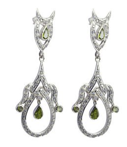 Riyo Green Peridot 925 Solid Sterling Silver Glamorous Earring L 2in Seper-58076