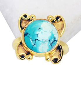 Riyo Turquoise 18 C Gold Plated Wedding Bands Sz 5 Gprtur5-82088