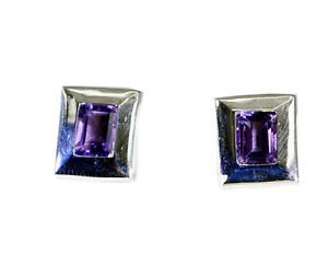 Riyo Amethyst Heavy Silver Jewellery Wedding Earring L 0.5in Seame-2055