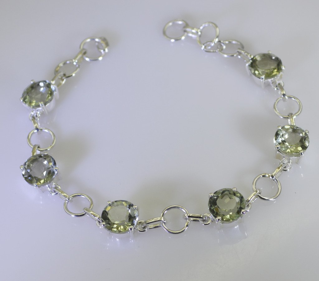 Riyo A Green Amethyst 925 Solid Sterling Silver Easy To Maintain Bracelet Sbraga
