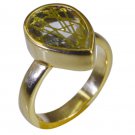 Riyo Multi Gold Plated Rutile Quartz CZ Ring angelic handmade jewelry sale GPRRQ