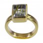 Riyo Multi Gold Plated Rutile Quartz CZ Ring cute handmade jewelry supplies GPRR