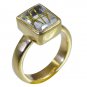 Riyo Multi Gold Plated Rutile Quartz CZ Ring cute handmade jewelry supplies GPRR