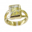 Riyo Multi Gold Plated Rutile Quartz CZ Ring slightly indian gemstone jewelry GP