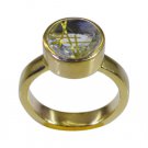 Riyo Multi Gold Plated Rutile Quartz CZ Ring splendid handmade jewelry design id