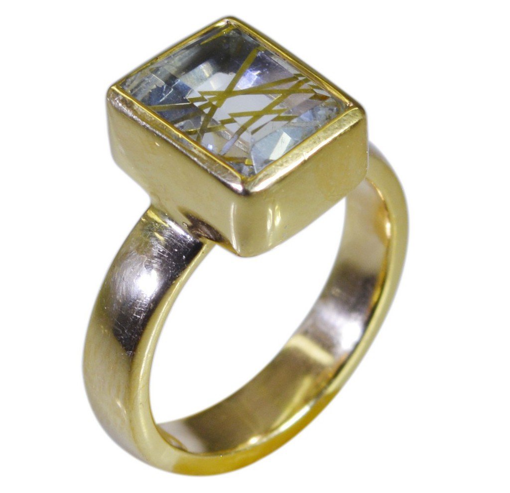 Riyo Multi Gold Plated Rutile Quartz CZ Ring dazzling handmade jewelry trends GP