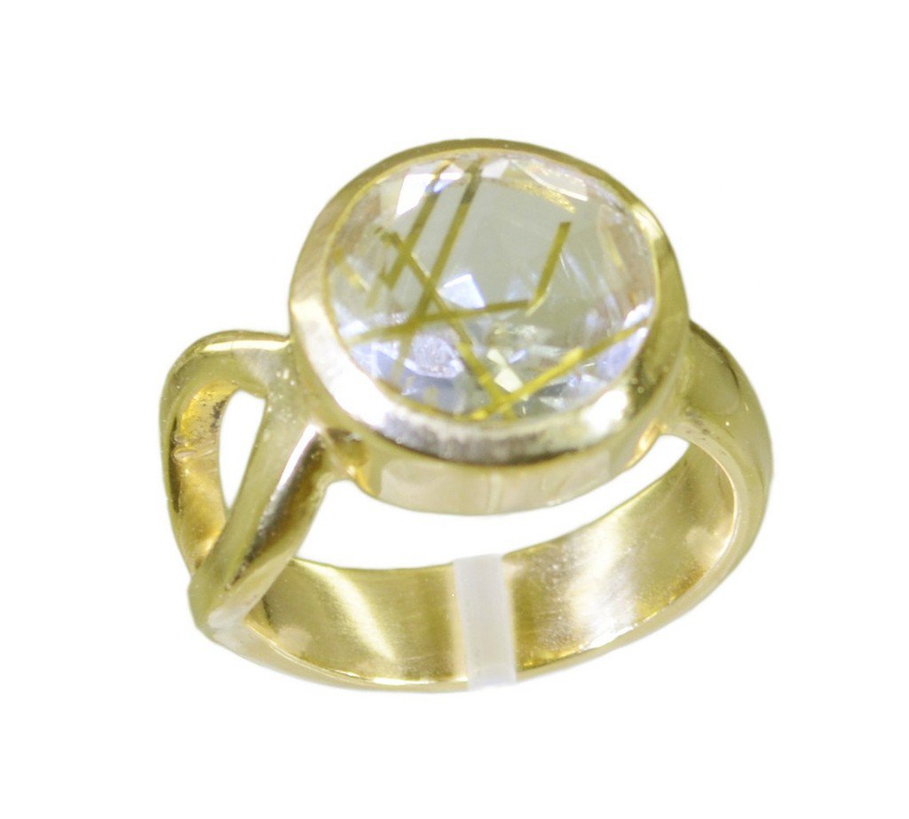Riyo Multi Gold Plated Rutile Quartz CZ Ring mesmeric handmade wire jewellery GP