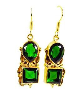 Riyogems Emerald Cz Gold Plated Set Celebrity Earring L 1.7in Gpeemcz-96017