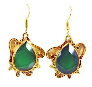 Riyogems Green Onyx Base Matel Y Gold Valentine Earring L 1.5in Gpegon-30016