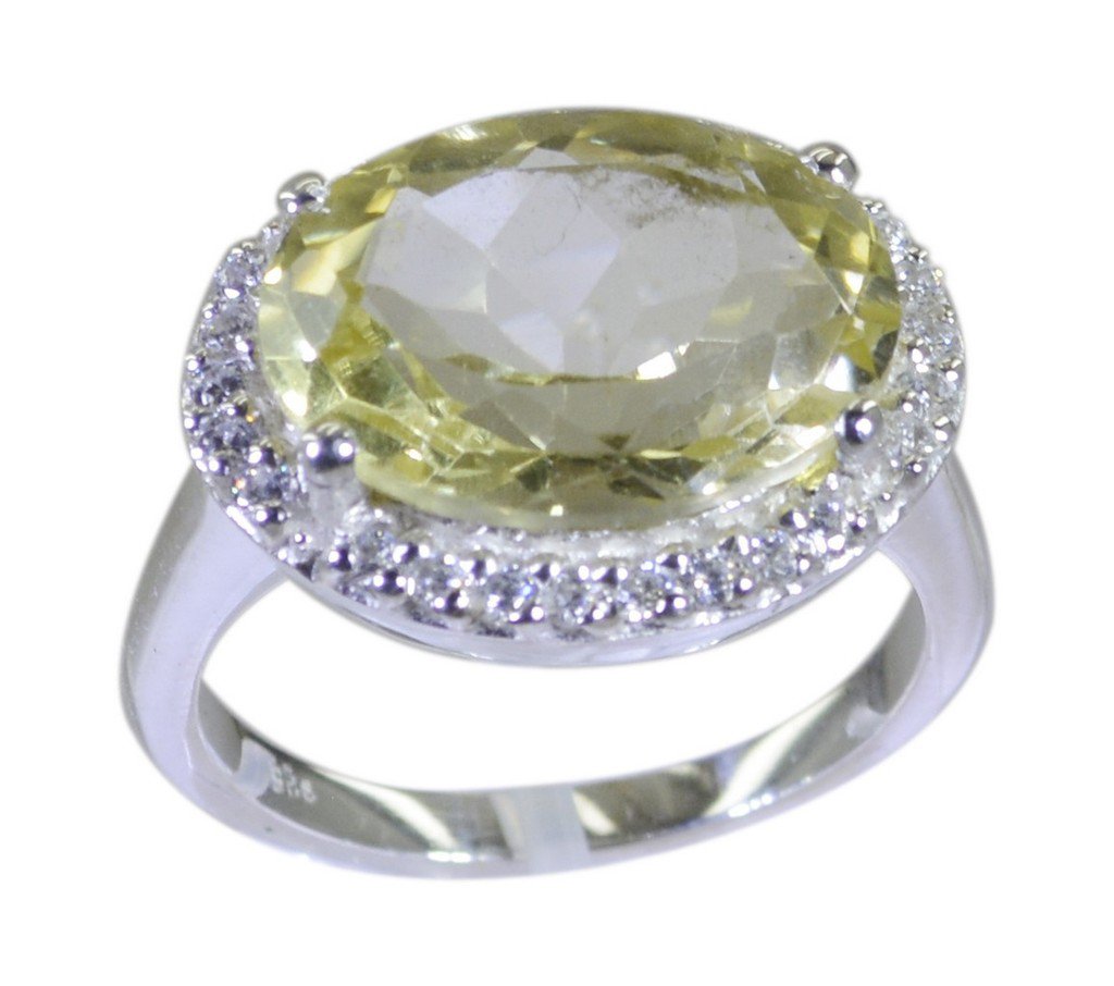 Riyo Yellow 925 sterling silver Lemon Quartz Ring likely gemstone jewellery indi
