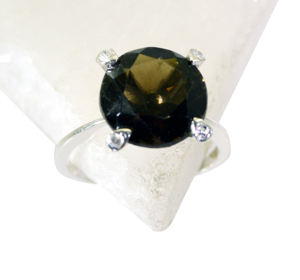 Riyo Smoky Quartz Silver Tribal Jewelry Antique Silver Ring Sz 8 Srsqu8-76012