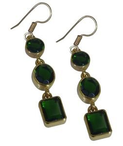 Riyo Green Gold Plated Emerald CZ Earring eye-catching handmade jewellery online