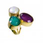 Riyo  Three Stone 18.Kt Y Gold Plated Mothers Ring Sz 8.5 Gprmul8-53037