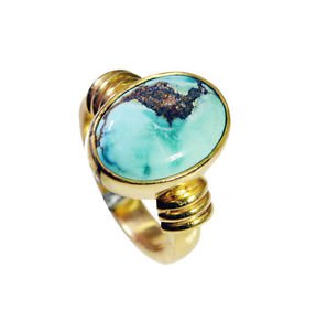 Riyo Turquoise 18-Kt Gold Plating Mourning Ring Sz 5 Gprtur5-82095