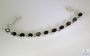 Riyo Garnet Cheap 925 Jewelry Silver Chain Link Bracelet L 7.5in Sbragar-26027