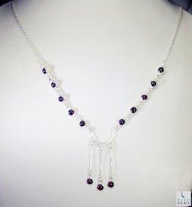 Riyo Garnet Real Jewelry Chunky Silver Necklace L 16in Sngar-26008