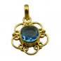 Riyogems A Blue Topaz Cz Copper 18kt Gold Plated Top Of The Line Pendant L 1.5in