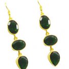 Riyogems Green Emerald Cz Copper 18kt Gold Plated High Performance Earring L 3in