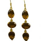 Riyogems Golden Citrine Cz Copper 18kt Gold Plated Flirty Earring L 3in Gpecicz-