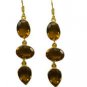 Riyogems Golden Citrine Cz Copper 18kt Gold Plated Flirty Earring L 3in Gpecicz-