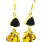 Riyogems Black Onyx Citrine Cz 18ct Ygold Plate Huggy Earrings L 1.5in Gpemul-52