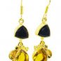 Riyogems Black Onyx Citrine Cz 18ct Ygold Plate Huggy Earrings L 1.5in Gpemul-52