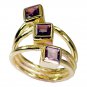 Riyo Garnet 18 Ct Y.G. Plated Gimmal Ring Sz 8 Gprgar8-26023