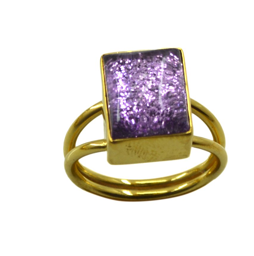 Riyo  Dichroic Glass  18kt Gold Plated Glittering Ring Gprdgl70-22021