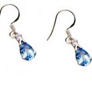 Riyo Blue Topaz Silver Costume Jewelry Earrings L 0.7in Sebto-10010