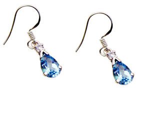 Riyo Blue Topaz Silver Costume Jewelry Earrings L 0.7in Sebto-10010