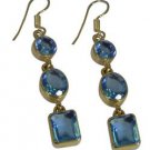 Riyo Blue  Gold Plated Blue Topaz CZ Earring dishy handmade jewelry from around