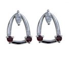 Riyo Red Garnet 925 Solid Sterling Silver Stylish Earring L 0.7in Segar-26116