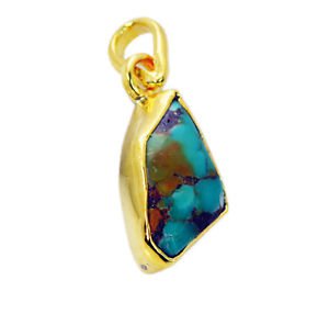 Riyogems Turquoise 18.Kt Gold Plated Baby Pendants L 2.1in Gpptur-82054