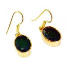 Riyogems Green Onyx 18kt Y Gold Plating Huggy Earrings L 1.5in Gpegon-30008
