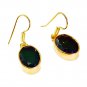 Riyogems Green Onyx 18kt Y Gold Plating Huggy Earrings L 1.5in Gpegon-30008