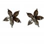 Riyo Brown Smoky Quartz 925 Solid Sterling Silver Hammered Earring L 0.8in Sesqu