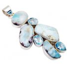 Riyo Blue Topaz Larimar Silver Street Jewelry Ball Pendant L 2.5in Spbto-10005