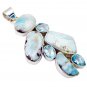 Riyo Blue Topaz Larimar Silver Street Jewelry Ball Pendant L 2.5in Spbto-10005