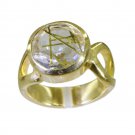 Riyo Multi Gold Plated Rutile Quartz CZ Ring ideal handmade unique jewellery GPR