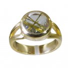 Riyo Multi Gold Plated Rutile Quartz CZ Ring inviting handmade unique jewelry GP