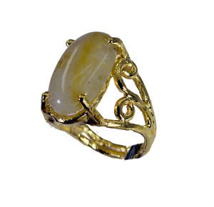 Riyo Rutilated Quartz 18kt Gold Plating Promise Ring Sz 8 Gprruq8-70014