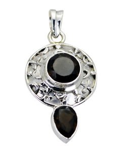 Riyo Smoky Quartz Rajasthani Silver Jewellery Hill Tribe Pendants L 1.5in Spsqu-