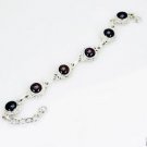 Riyo Garnet Bold Jewelry Silver Band Bracelet L 7.5in Sbragar-26012