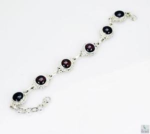 Riyo Garnet Bold Jewelry Silver Band Bracelet L 7.5in Sbragar-26012